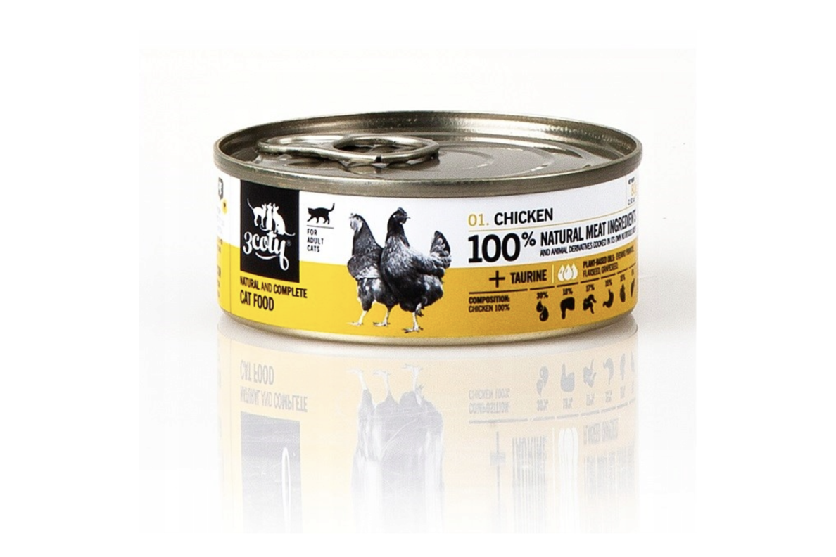 3Coty Nassfutter mit Huhn und Herzen für erwachsene Katzen, 80 g