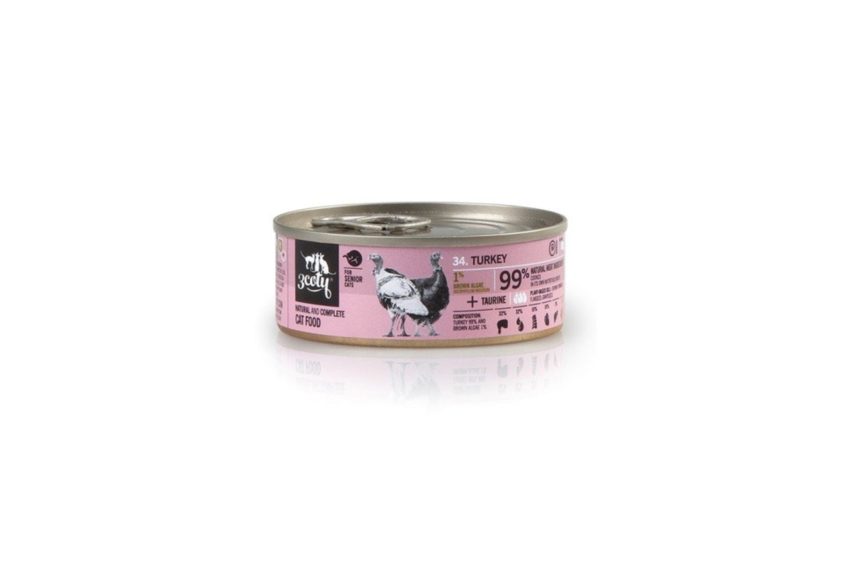 3Coty hermetisk mat med kalkun for eldre katter, 80 g