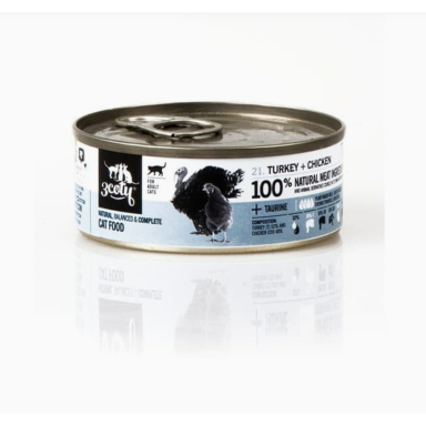 3Coty konservtoit kalkuni ja kanaga täiskasvanud kassidele, 80 g