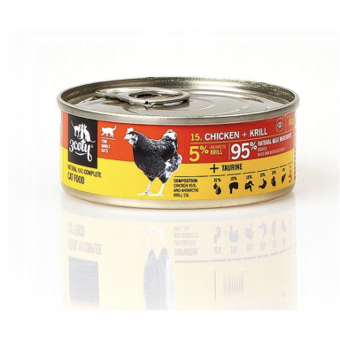 3Coty konservtoit kanaliha ja krilliga täiskasvanud kassidele, 80 g