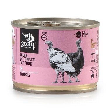 3COTY Turkey Senior – šlapias kačių maistas su kalakutiena, 180 g