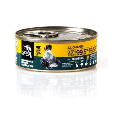 3COTY konservai kačiukams ir žindančioms katėms su vištiena ir spirulina, 80 g 3COTY konservai kačiukams ir žindančioms katėms su vištiena ir spirulina, 80 g