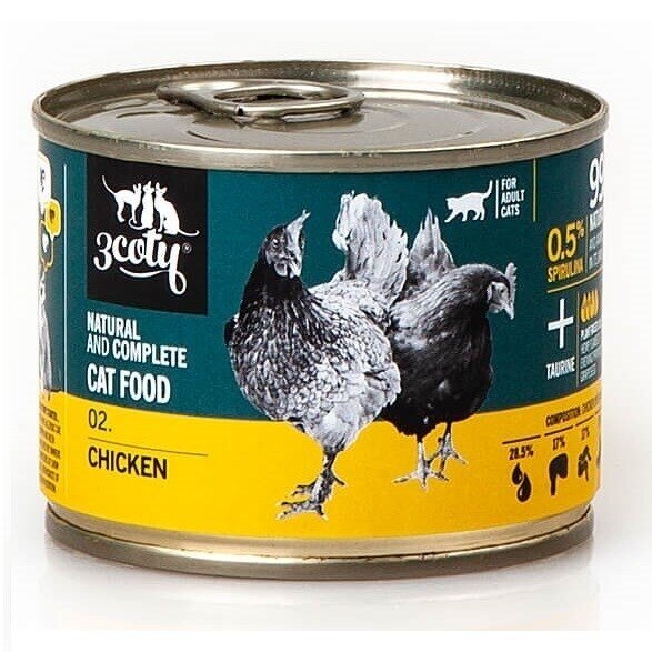 3COTY Chicken – šlapias kačių maistas su vištiena, 180 g 3COTY Chicken – šlapias kačių maistas su vištiena, 180 g
