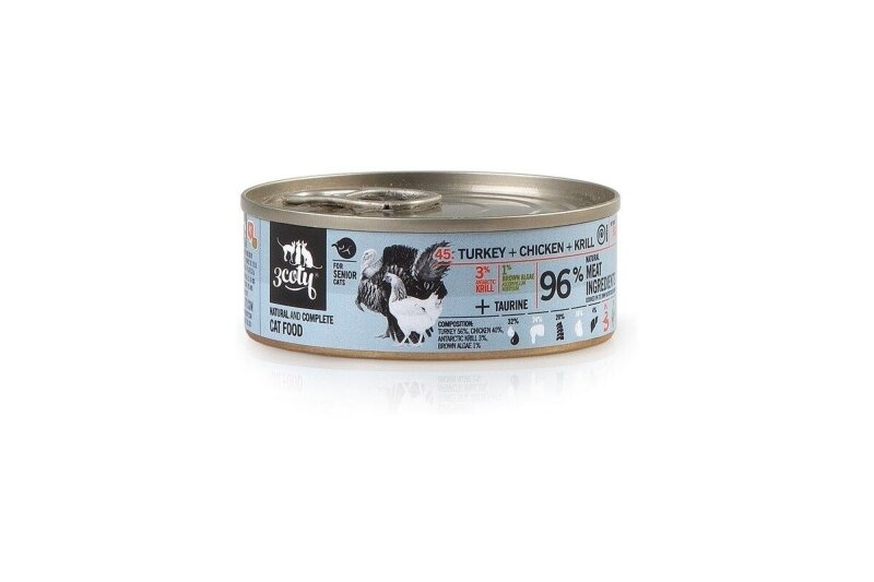 3Coty cibo umido con tacchino, pollo e krill per gatti anziani, 80 g