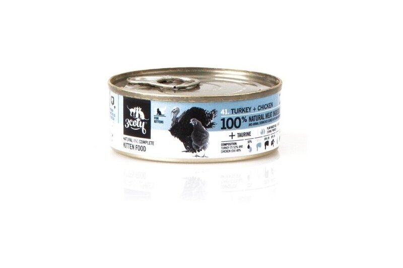 3Coty alimento umido con tacchino e pollo per gattini, 80 g