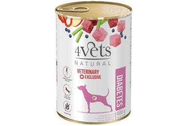 4Vets Natural Diabetes märkäruoka koirille kalkkunalla, 400 g 4Vets Natural Diabetes märkäruoka koirille kalkkunalla, 400 g