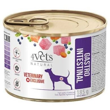 4Vets Natural Gastro Intestinal canned dog food with turkey, salmon, and fish, 185 g 4Vets Natural Gastro Intestinal canned dog food with turkey, salmon, and fish, 185 g