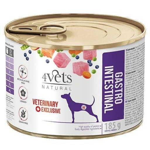 4Vets Natural Gastro Intestinal canned dog food with turkey, salmon, and fish, 185 g