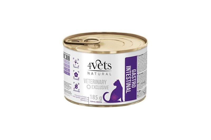 4Vets Natural Gastro Intestinal kissan säilykeruoka kalkkunalla, 185 g