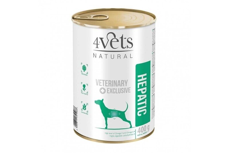 4Vets Natural Hepatic Nassfutter für Hunde mit Truthahn, 400 g