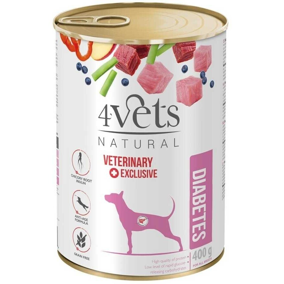 4Vets Natural Diabetes koerakonserv kalkuniga, 400 g 4Vets Natural Diabetes koerakonserv kalkuniga, 400 g