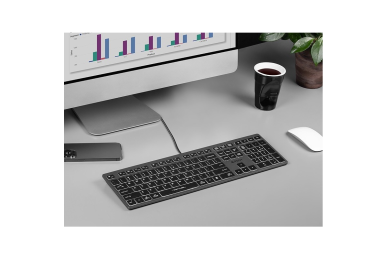 A4Tech FSTYLER FX60H kabelgebundene Tastatur, schwarz-grau, mit weißen beleuchteten Tasten 3