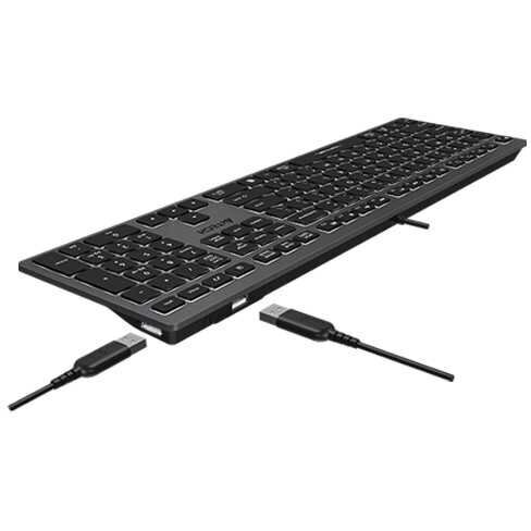 A4Tech FSTYLER FX60H juhtmega klaviatuur, must-hall, valge taustvalgustusega klahvidega 5