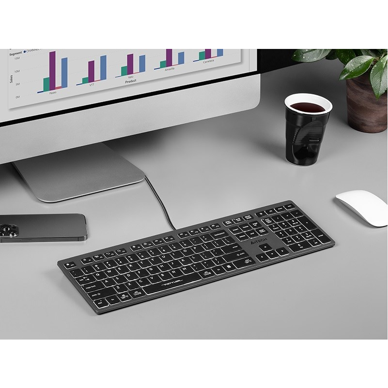 A4Tech FSTYLER FX60H juhtmega klaviatuur, must-hall, valge taustvalgustusega klahvidega 3 A4Tech FSTYLER FX60H juhtmega klaviatuur, must-hall, valge taustvalgustusega klahvidega 3