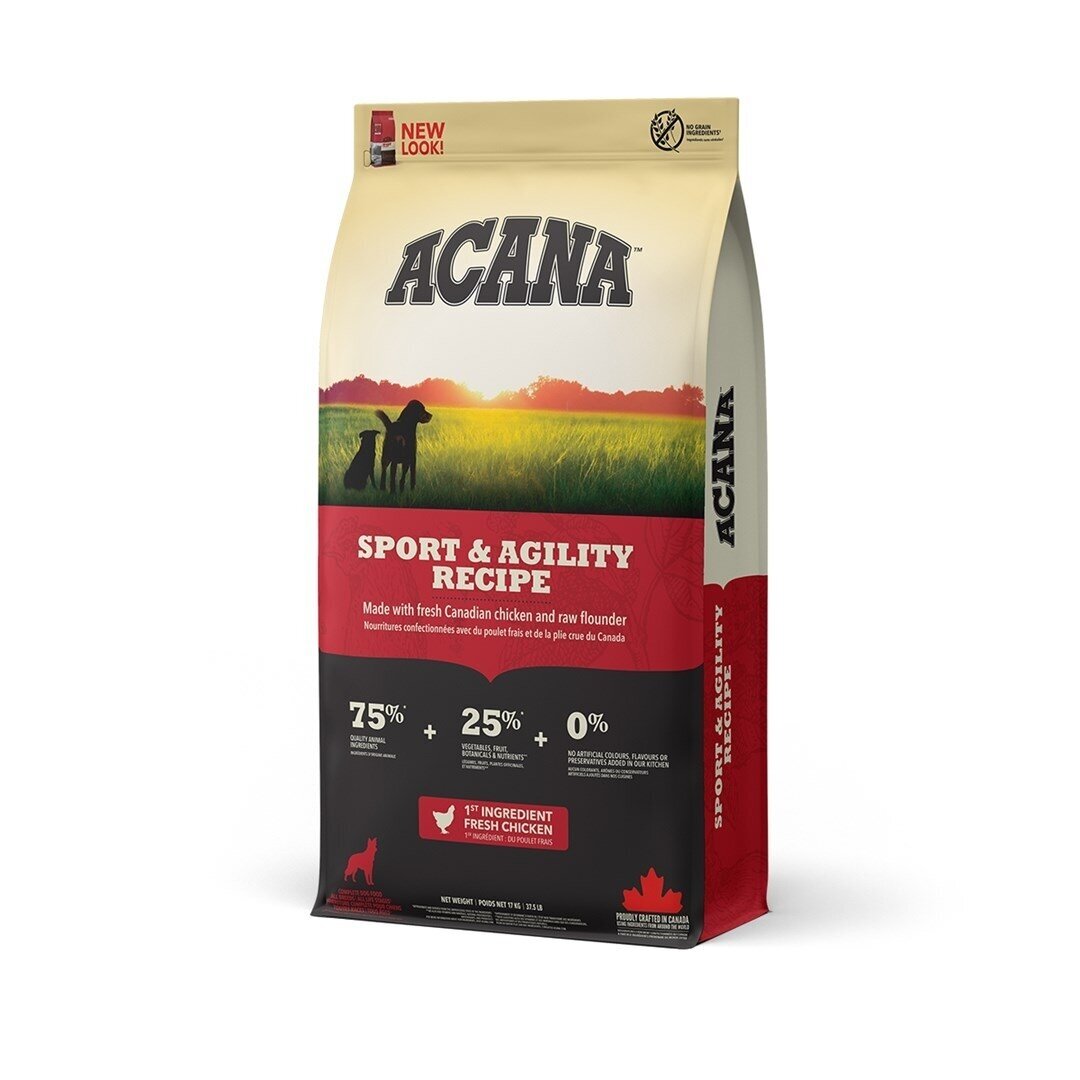 ACANA Heritage Sport & Agility sausas šunų maistas, 17 kg