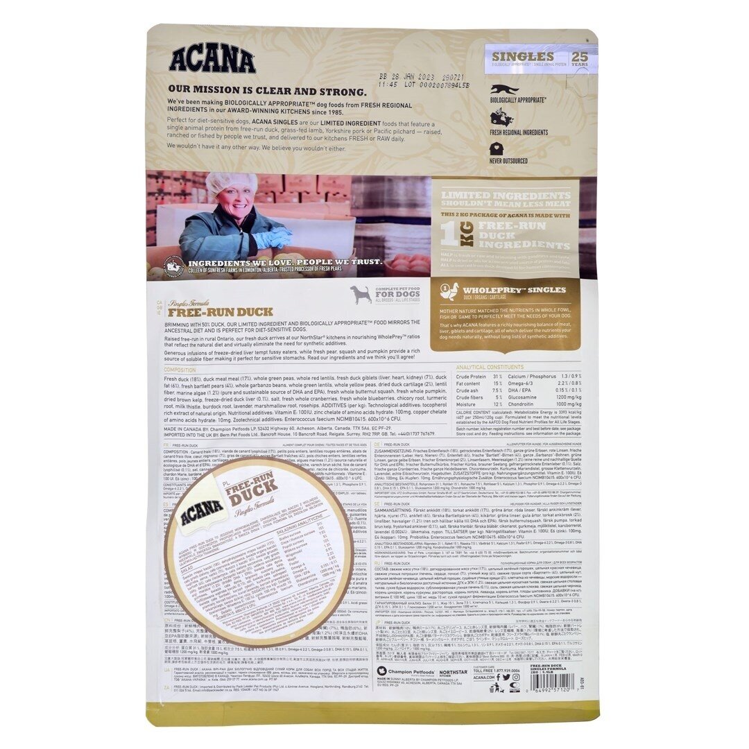 ACANA SINGLES Free-Run Duck Sausas šunų ėdalas su antiena, 2 kg 1 ACANA SINGLES Free-Run Duck Sausas šunų ėdalas su antiena, 2 kg 1