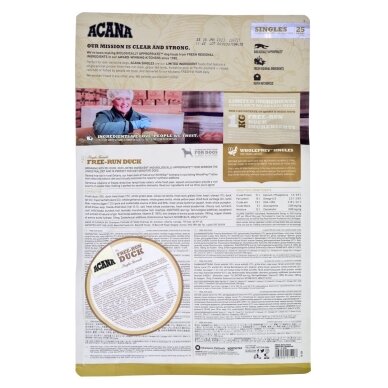 ACANA SINGLES Free-Run Duck Sausas šunų ėdalas su antiena, 2 kg 1 ACANA SINGLES Free-Run Duck Sausas šunų ėdalas su antiena, 2 kg 1