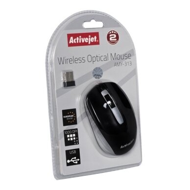 Activejet AMY-313 belaidė optinė pelė, juoda/pilka, 1200 DPI 2 Activejet AMY-313 belaidė optinė pelė, juoda/pilka, 1200 DPI 2