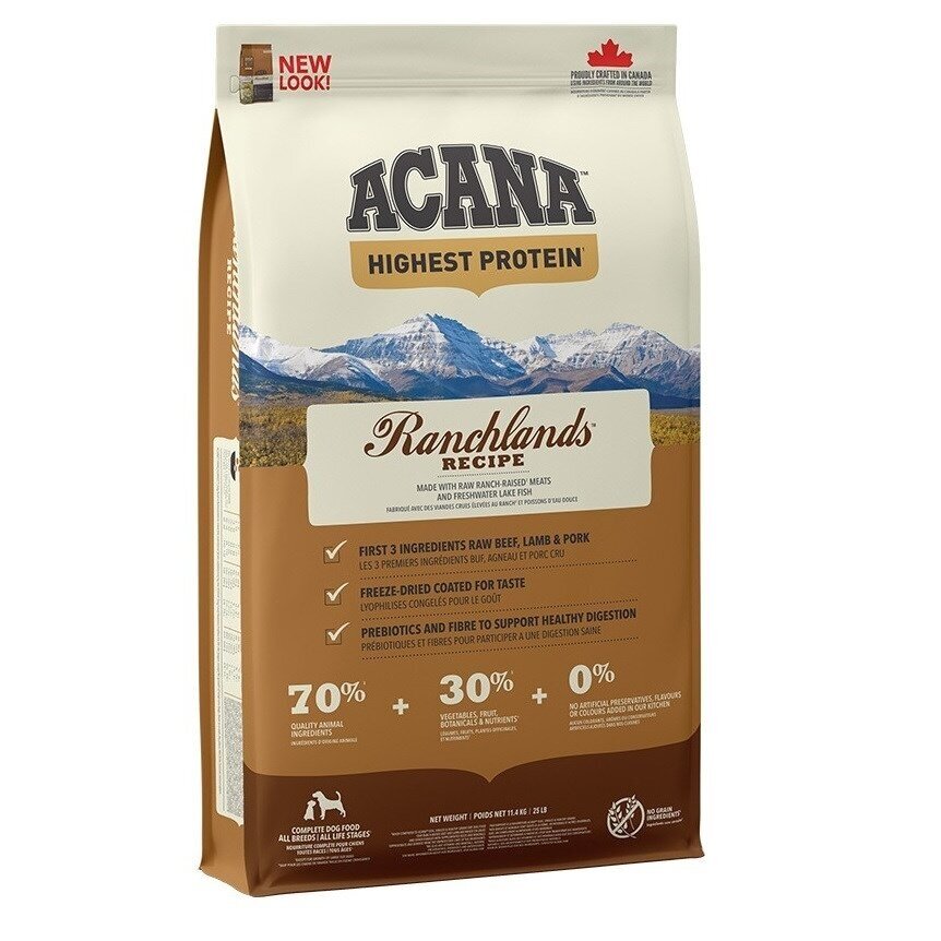 ACANA Highest Protein Ranchlands - sausas šunų ėdalas - 11,4 kg ACANA Highest Protein Ranchlands - sausas šunų ėdalas - 11,4 kg
