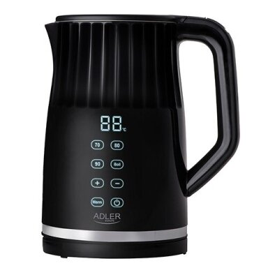 Adler AD 1350 1,7 l temperatūros reguliuojamas LED elektrinis virdulys, juodas