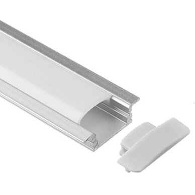 Aliuminio profilis LED juostoms 002W, 3 m, su pieniniu dangteliu Aliuminio profilis LED juostoms 002W, 3 m, su pieniniu dangteliu