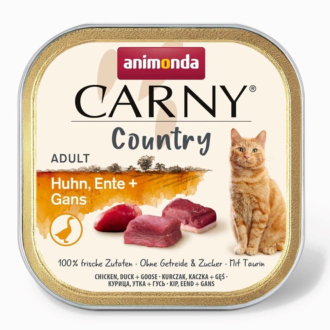 ANIMONDA Carny Country Chicken, Duck & Goose – šlapias kačių maistas su vištiena, antiena ir žąsiena, 100 g