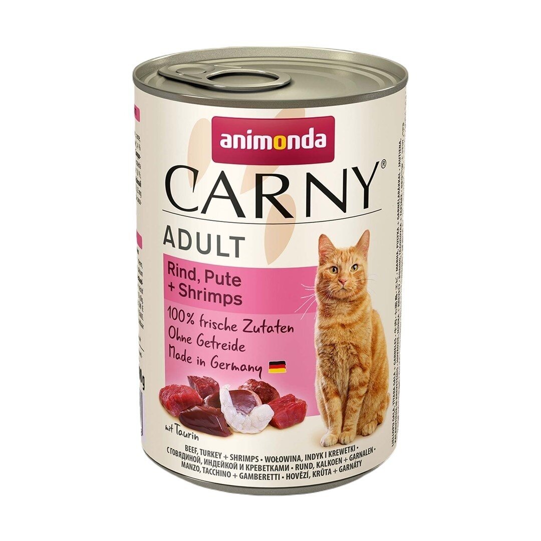 ANIMONDA Carny Adult Beef, Turkey, Shrimp – Wet Food for Cats, 400 g