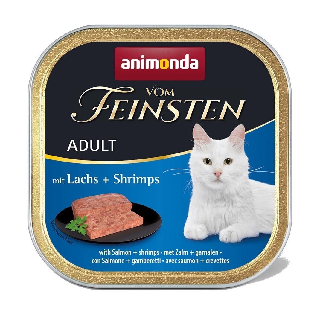 ANIMONDA Vom Feinsten su lašiša ir krevetėmis – šlapias kačių maistas, 100 g
