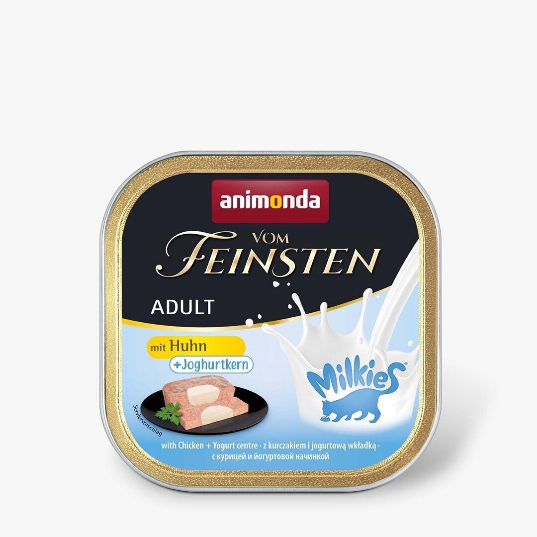 ANIMONDA Vom Feinsten šlapias kačių ėdalas suaugusioms pieniškoms katėms su vištiena ir jogurto įdaru, 100 g ANIMONDA Vom Feinsten šlapias kačių ėdalas suaugusioms pieniškoms katėms su vištiena ir jogurto įdaru, 100 g