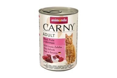 ANIMONDA Carny Adult vaca, peru, camarão – comida húmida para gatos, 400 g