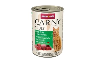 ANIMONDA Carny Adult vaca, peru e coelho – comida húmida para gatos, 400 g