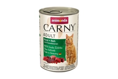 ANIMONDA Carny Adult vaca, veado e mirtilos – comida húmida para gatos, 400 g