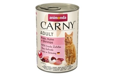 ANIMONDA Carny Adult peru, frango e camarão – comida húmida para gatos, 400 g