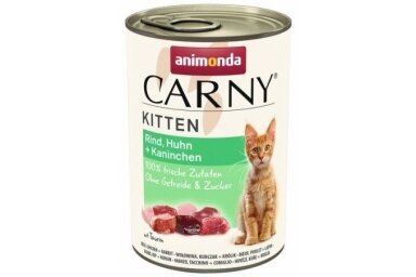 ANIMONDA Carny Kitten vaca, frango, coelho – comida húmida para gatinhos, 400 g