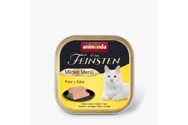 ANIMONDA Vom Feinsten Adult Mildes Menu Turkey with Cheese – comida húmida para gatos com peru e queijo, 100 g