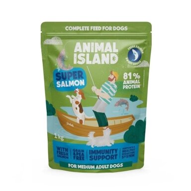 ANIMAL ISLAND lašiša - sausas šunų ėdalas - 1 kg
