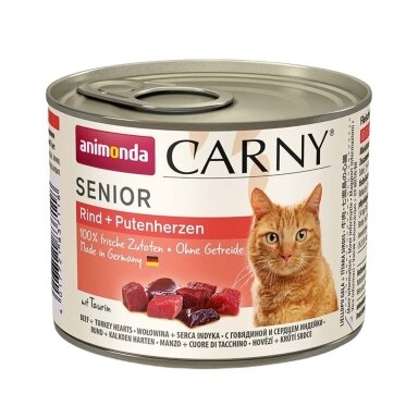 ANIMONDA Carny Senior jautienos ir kalakutienos širdelių šlapias kačių ėdalas - 200 g