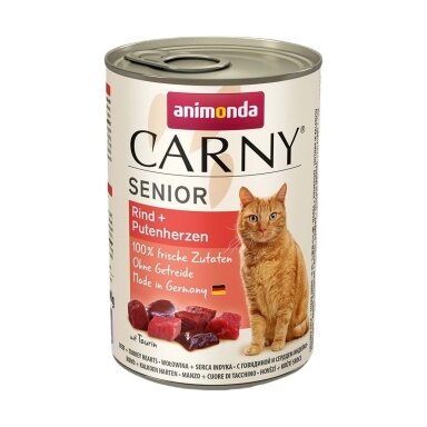 ANIMONDA Carny Senior jautienos ir kalakutienos širdelių šlapias kačių ėdalas - 400 g