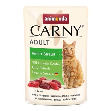ANIMONDA Carny suaugusių kačių ėdalas su jautiena ir stručiais, 85 g