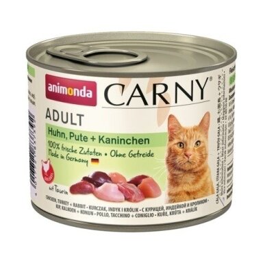 ANIMONDA Carny suaugusių vištienos, kalakutienos, triušio kačių ėdalas - 200 g
