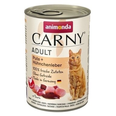 ANIMONDA Cat Carny Adult Turkey su vištienos kepenėlėmis - šlapias kačių ėdalas - 400 g