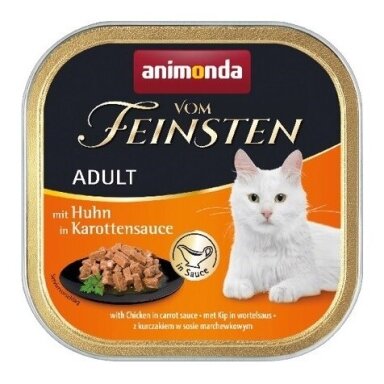 ANIMONDA Vom Feinsten Adult Chicken in Carrot Sauce – šlapias kačių maistas su vištiena morkų padaže, 100 g