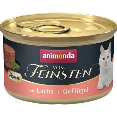 ANIMONDA Vom Feinsten Mousse su lašiša ir paukštiena – šlapias kačių maistas, 85 g