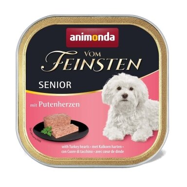 ANIMONDA vom Feinsten Senior Turkey Hearts – šlapias maistas vyresnio amžiaus šunims su kalakutienos širdelėmis, 150 g