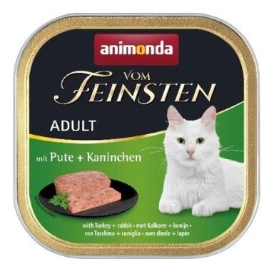 ANIMONDA Vom Feinsten Adult kalakutiena ir triušiena, šlapias kačių maistas, 100 g