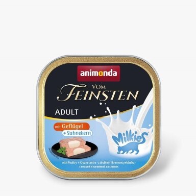 ANIMONDA Vom Feinsten Adult Milkies su paukštiena ir kreminiu įdaru – šlapias kačių maistas, 100 g