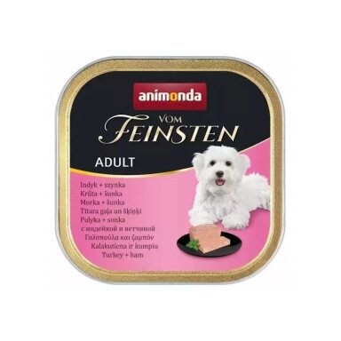 ANIMONDA Vom Feinsten Adult Turkey with Ham – šlapias šunų maistas su kalakutiena ir kumpiu, 150 g