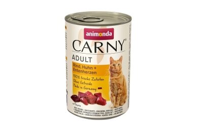 ANIMONDA Carny Adult Rind, Huhn und Entenherzen – Nassfutter für Katzen, 400 g ANIMONDA Carny Adult Rind, Huhn und Entenherzen – Nassfutter für Katzen, 400 g