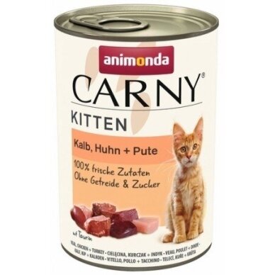 ANIMONDA Carny Kitten Veal, Chicken, Turkey – wet food for kittens, 400 g ANIMONDA Carny Kitten Veal, Chicken, Turkey – wet food for kittens, 400 g