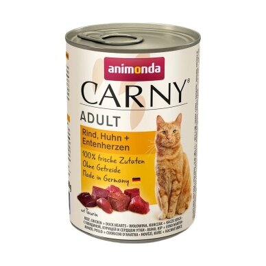 ANIMONDA Carny Adult Beef, Chicken and Duck Hearts – Wet Cat Food, 400 g ANIMONDA Carny Adult Beef, Chicken and Duck Hearts – Wet Cat Food, 400 g